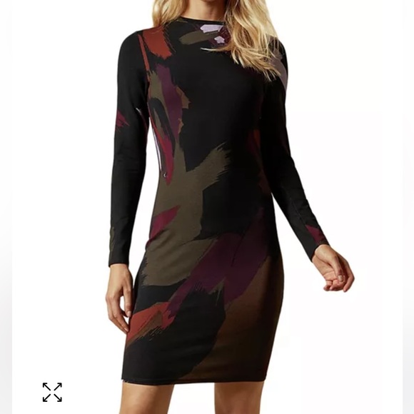 TED BAKER LONDON LAURYY SAPPHIRE ABSTRACT PRINT BODYCON DRESS - NWT - Picture 2 of 10